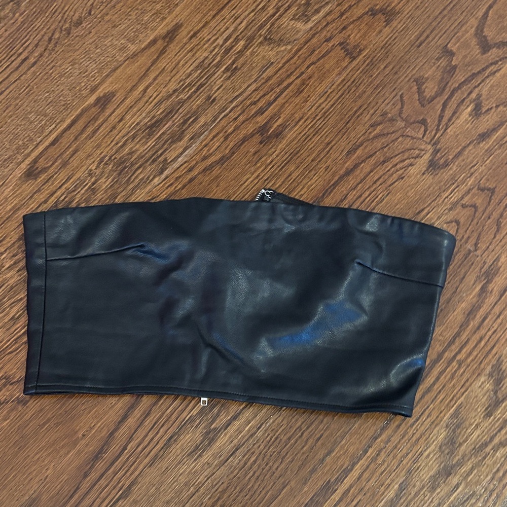 Edikted Black Faux Leather Crop Top